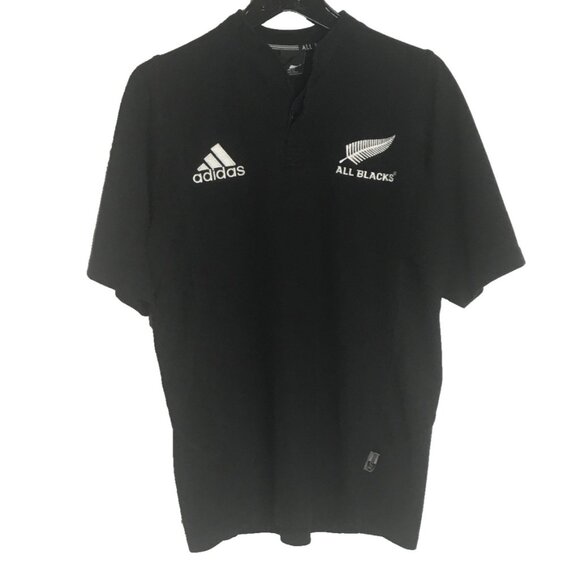 adidas Other - New Zealand All Blacks Shirt Mens Small Black Rugby Adidas Poly Cotton Rare